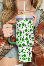 Dark Green Four Leaf Clover Steel Tumbler With Lid