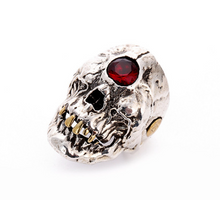 CYCLOPS SKULL RING RED CZ CRYSTAL