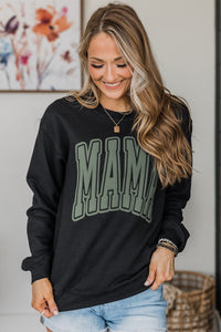 Mama Graphic Print Crewneck  in Black