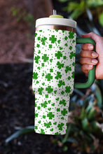 Dark Green Four Leaf Clover Steel Tumbler With Lid