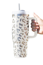 Pink Stainless Steel Portable Leopard Tumbler Mug