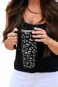 Pink Stainless Steel Portable Leopard Tumbler Mug