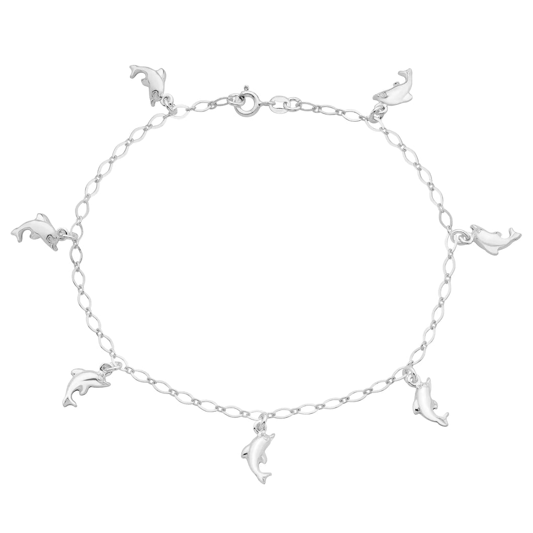 STERLING SILVER DOLPHIN ANKLE BRACELET