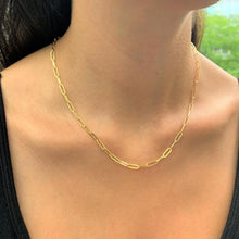 ITALIAN STERLING SILVER 18K GOLD PLATED PAPERCLIP NECKLACE