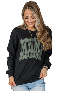 Mama Graphic Print Crewneck  in Black