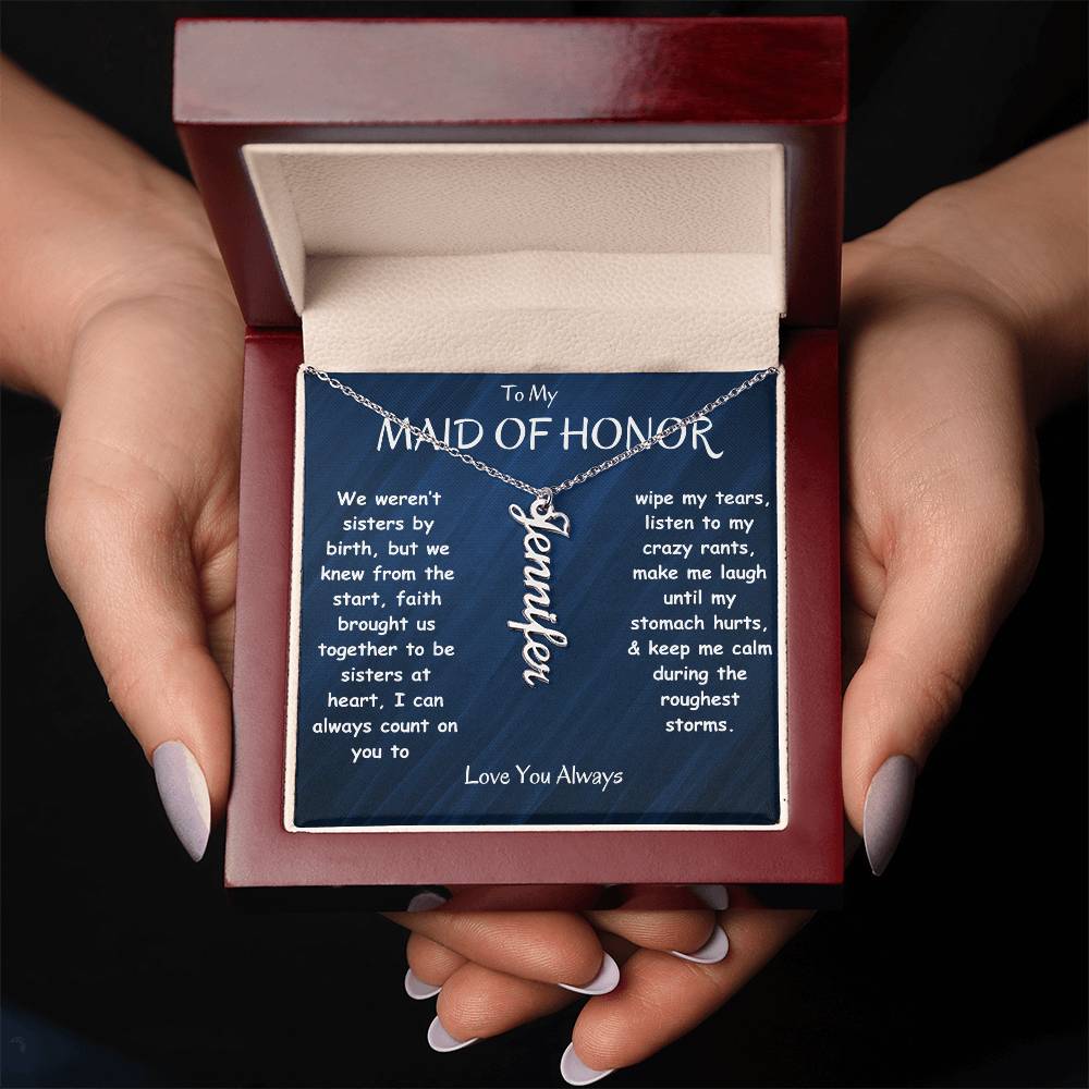 MAID OF HONOR GIFT - VERTICAL NAME NECKLACE