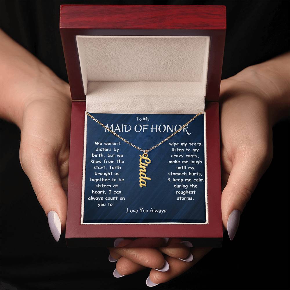 MAID OF HONOR GIFT - VERTICAL NAME NECKLACE