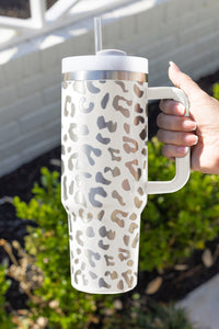 Pink Stainless Steel Portable Leopard Tumbler Mug