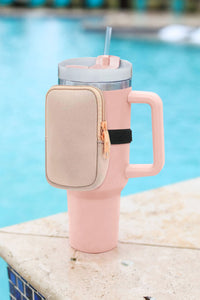 Pink Stainless Steel Double Insulated Straw Tumbler Mug with Bag