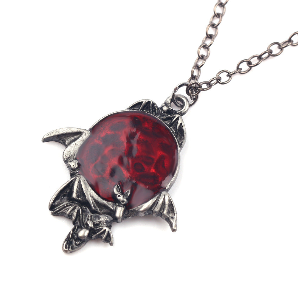 VAMPIRE BAT RED CRYSTAL PENDANT