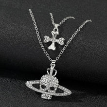 SKULL CROSS SATURN NECKLACE