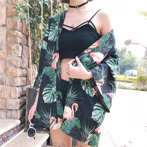 KIMONO IN FLAMINGO PRINT