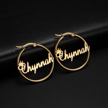 NAME EARRINGS STAINLESS STEEL HOOPS