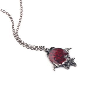 VAMPIRE BAT RED CRYSTAL PENDANT