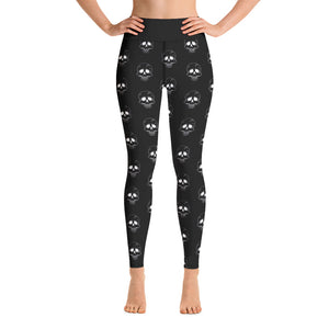 Halloween White Skull Leggings in Black