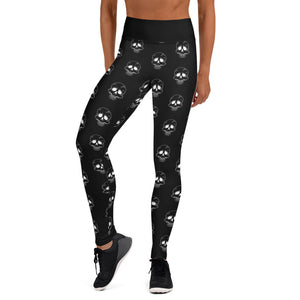 Halloween White Skull Leggings in Black