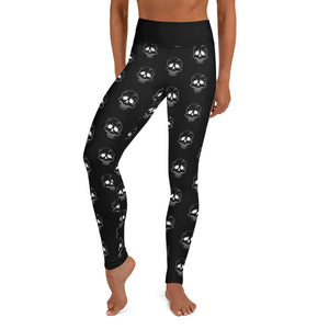 Halloween White Skull Leggings in Black