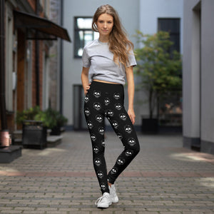 Halloween White Skull Leggings in Black