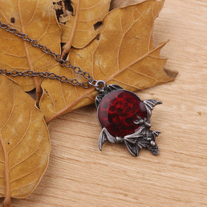 VAMPIRE BAT RED CRYSTAL PENDANT