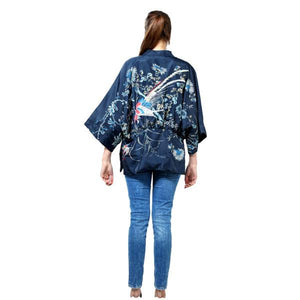 KIMONO IN NAVY & PHOENIX PRINT