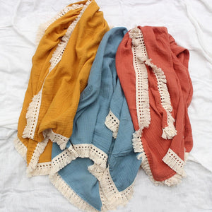 BABY BLANKET WITH TASSELS & ORGANIC COTTON