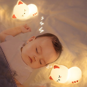 CUTE & CUDDLY SILICONE CAT LED NIGHT LIGHT