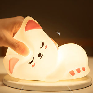 CUTE & CUDDLY SILICONE CAT LED NIGHT LIGHT