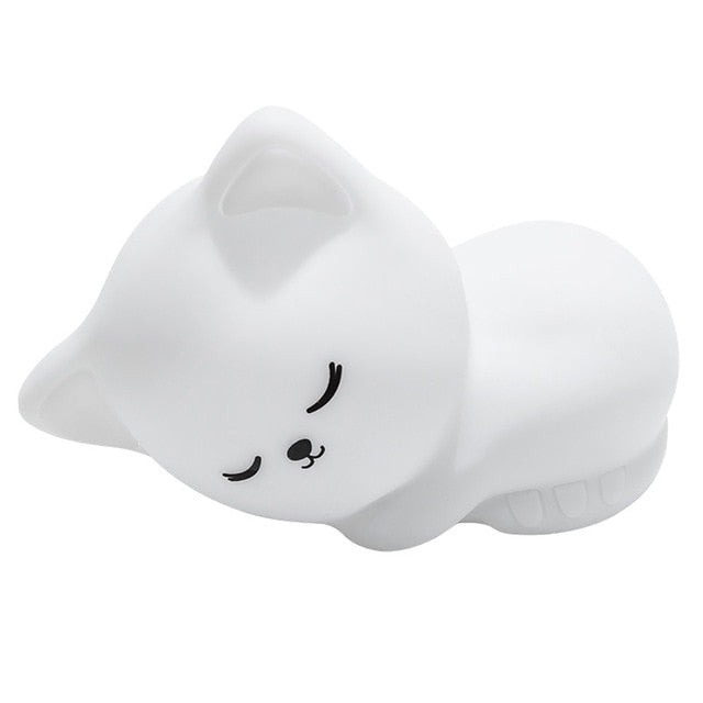 CUTE & CUDDLY SILICONE CAT LED NIGHT LIGHT