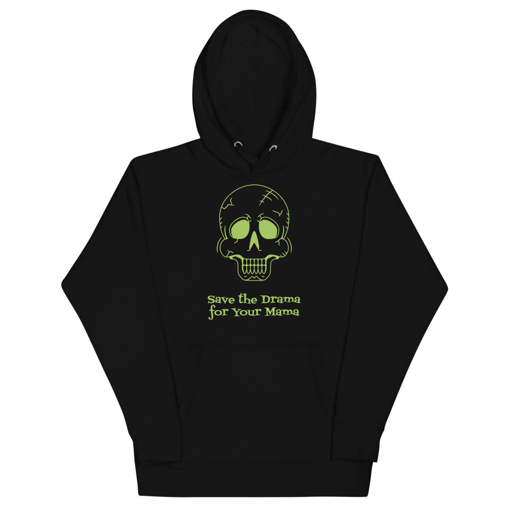 Halloween Save the Drama Green Skull Unisex Hoodie